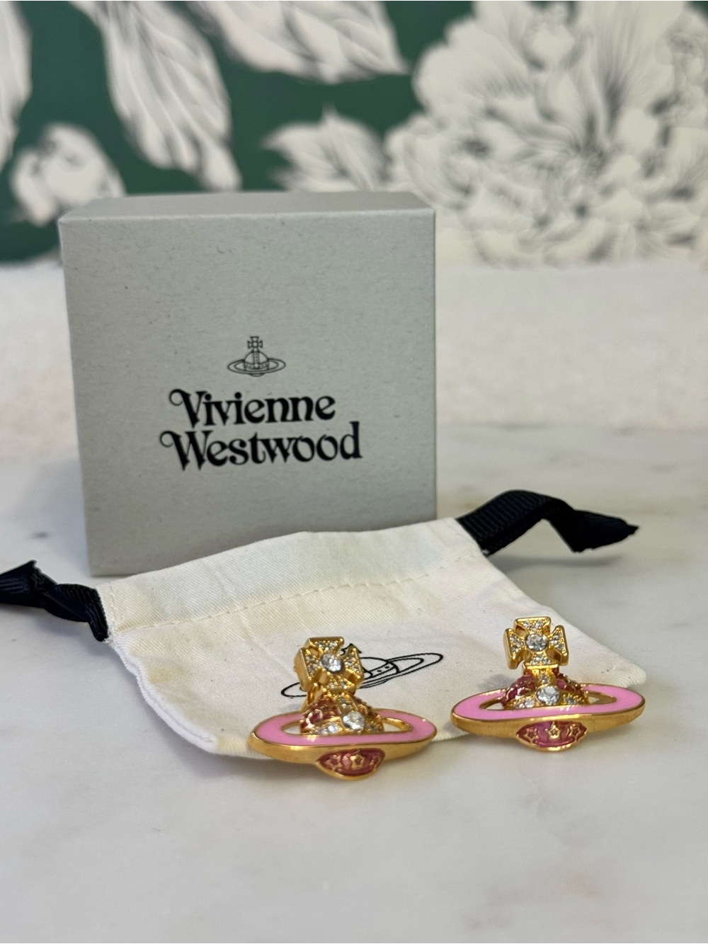 Vivienne Westwood Pink Orb Earrings w/Box & Dustbag